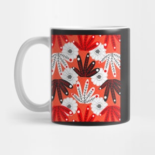 Festive floral ornament in red Mug